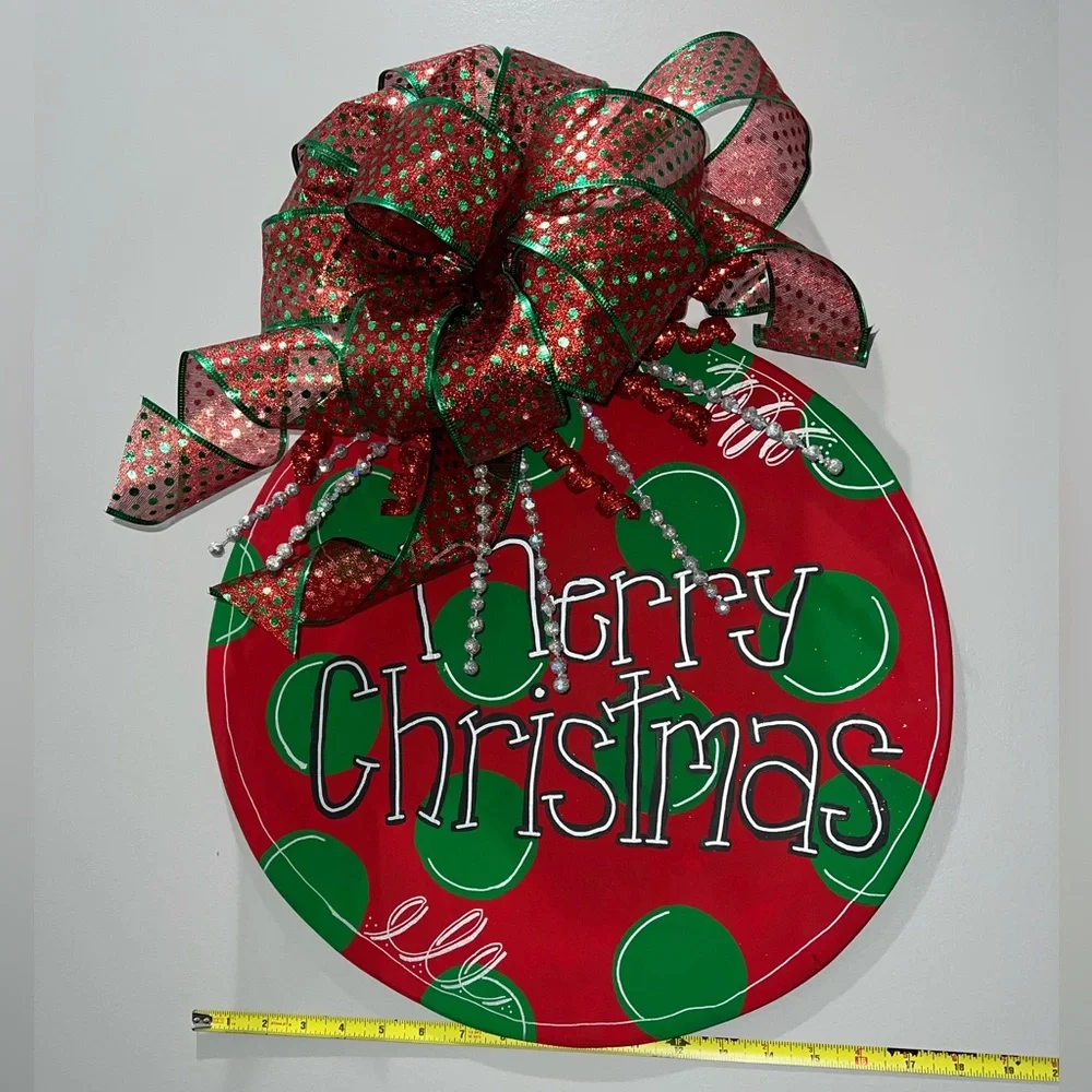 🔴 New - Christmas Wreath - Hand Crafted - Hand Painted - Hand Cut & Sanded Wood